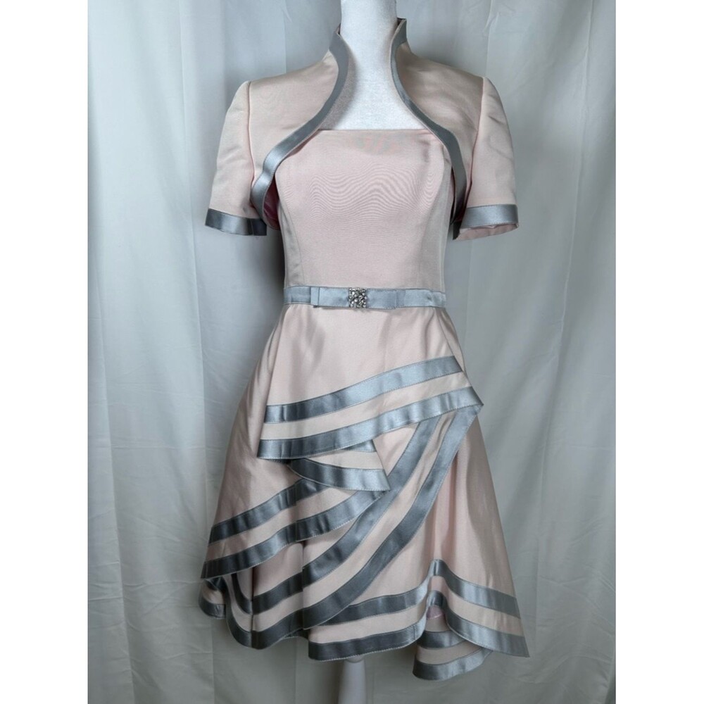 A.Exclusive Silk 2 Piece Formal Dress Set Women’s Size 10 Pink Bolero